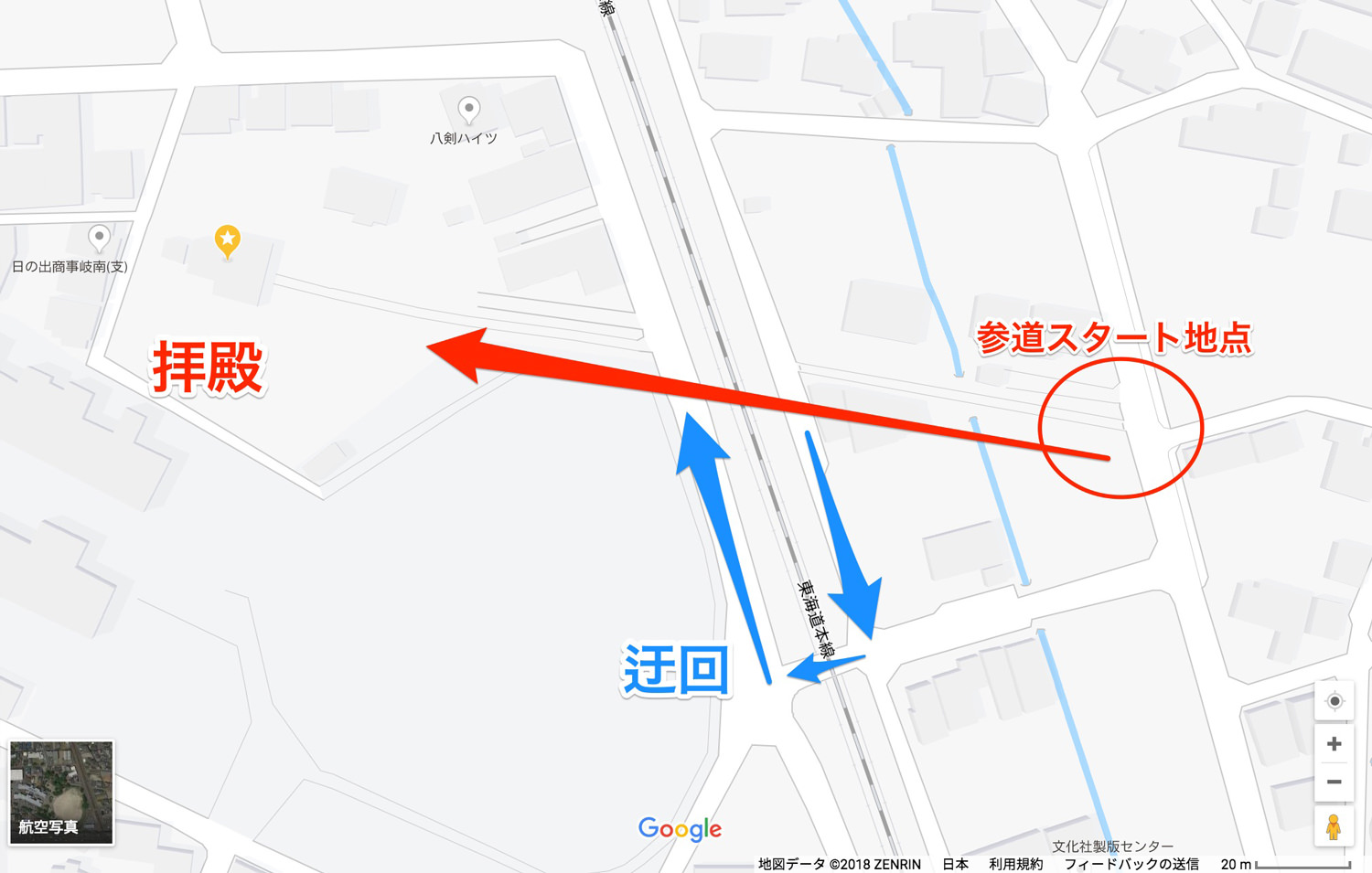 GoogleMapで八剣神社を見る