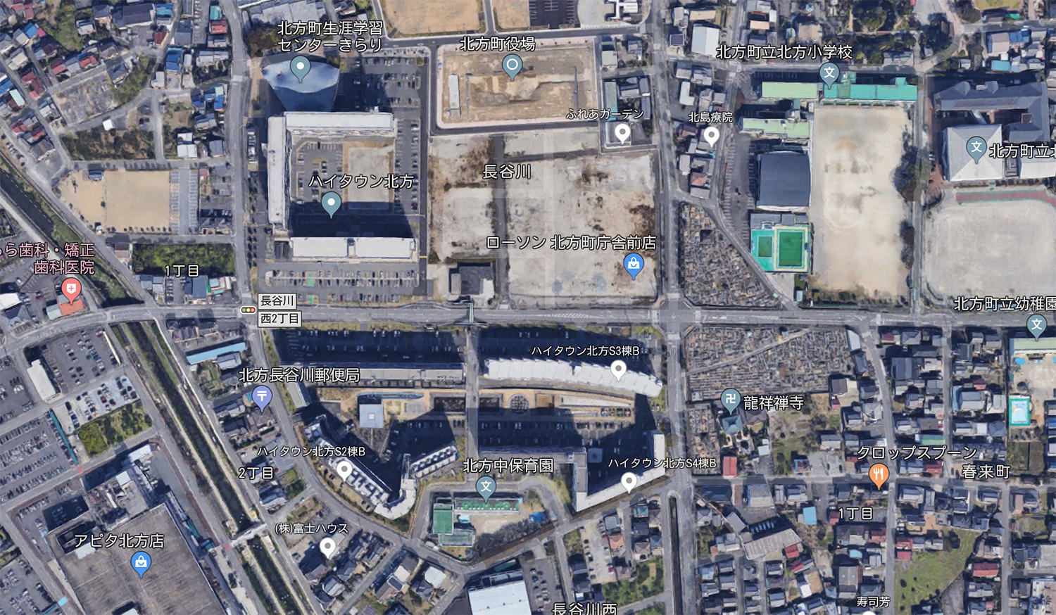 ハイタウン北方の衛星写真
