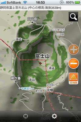 3D地図モードで富士山を拡大表示した結果