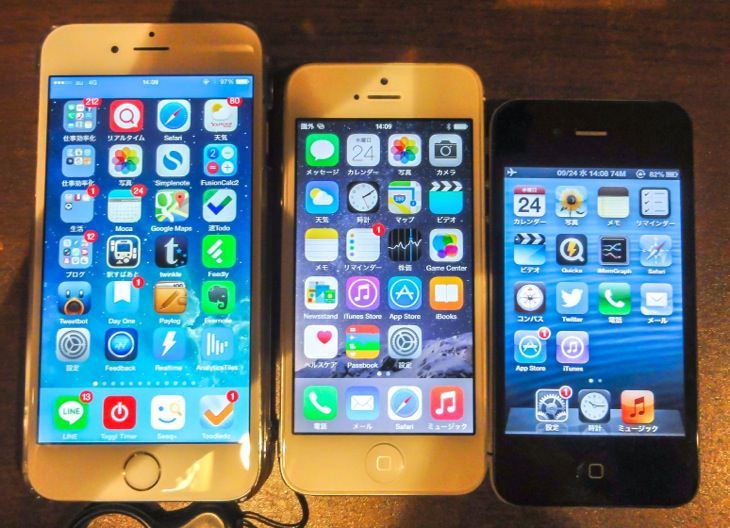 iPhone6のホーム画面は大きくなって、置けるアプリの数も増えている！