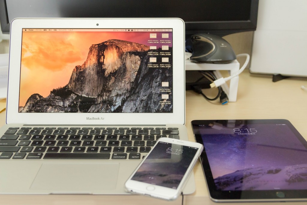 MacBook AirとiPhone6とiPad Air2